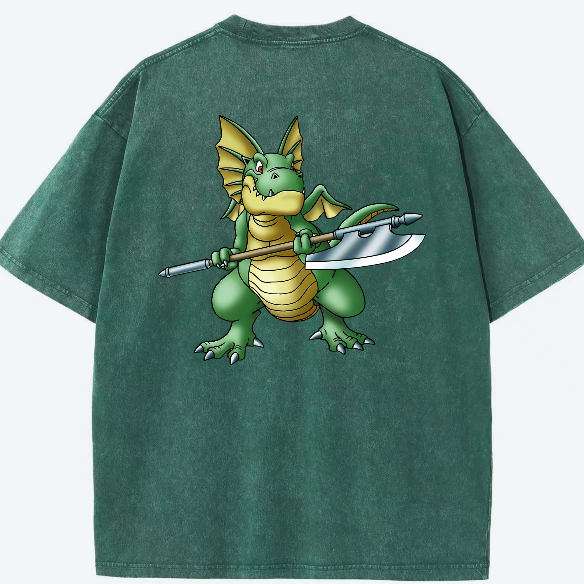 （画像用） ドラゴンクエスト Doragon Kuesuto Dragon Quest 綿100% ヴィンテージ風 半袖Tシャツ（背面プリント）